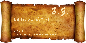 Bahis Zaránd névjegykártya